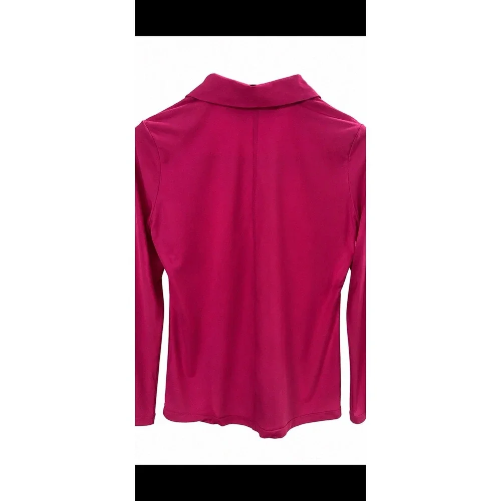 Nike Golf Tour L Performance Dri-FIT Long Sleeve Polo Shirt Magenta Pink Women